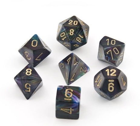 Chessex Lustrous Shadow/Gold 7 Die Set
