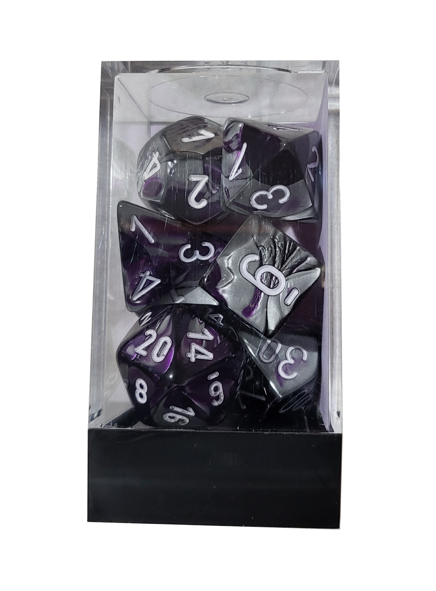 Chessex Gemini Purple/Steel/White 7 Die Set
