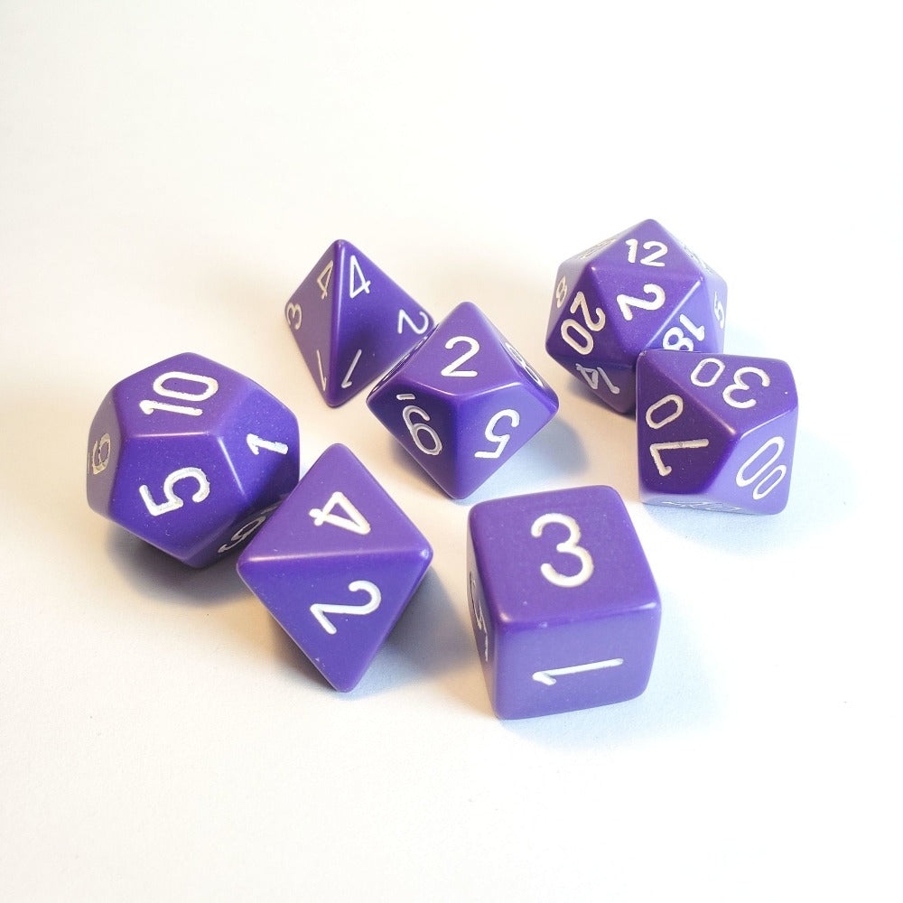 Chessex Opaque Purple/White 7 Die Set