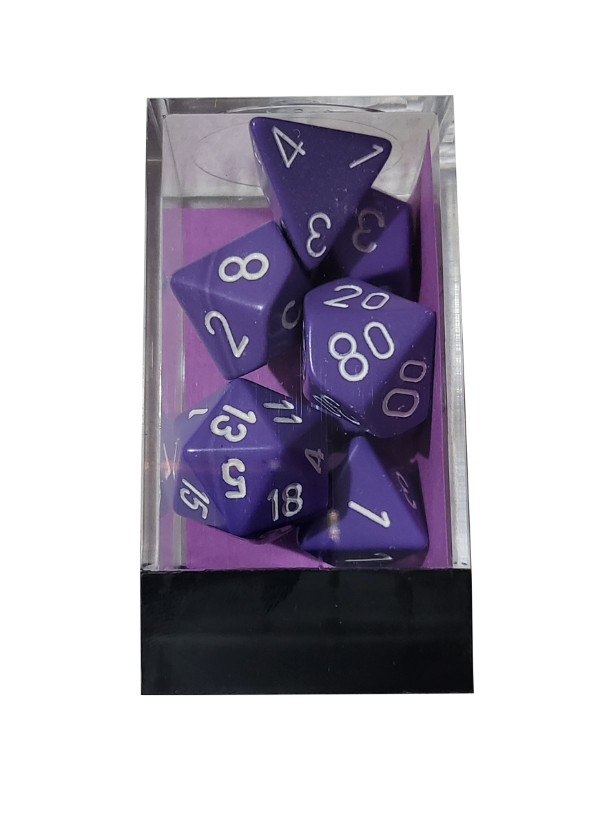 Chessex Opaque Purple/White 7 Die Set