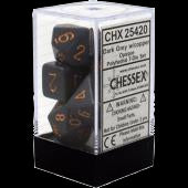 Polyhedral Dice - Opaque Dark Grey/Copper Set of Seven Dice