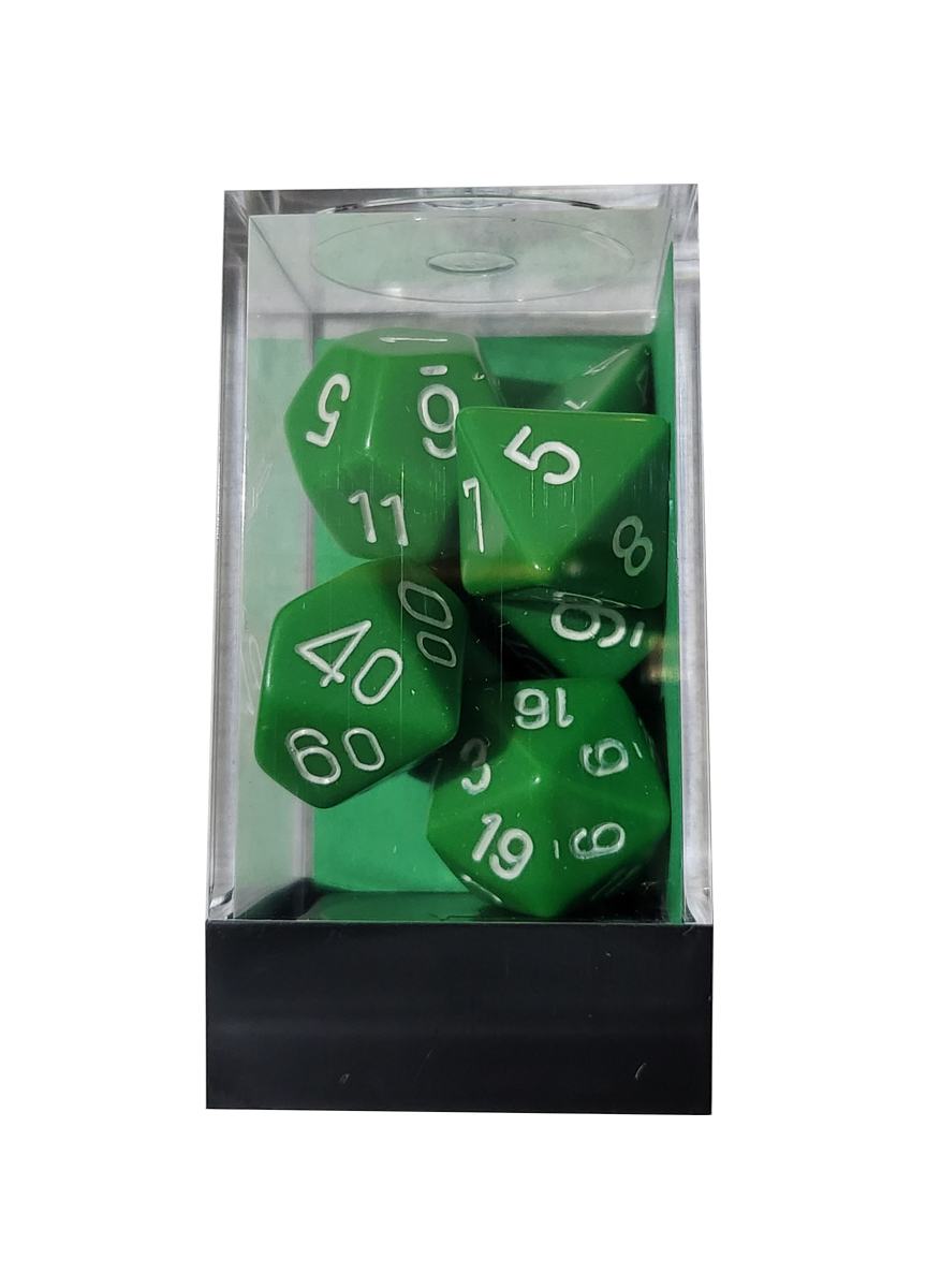 Chessex Opaque Green/White 7 Die Set
