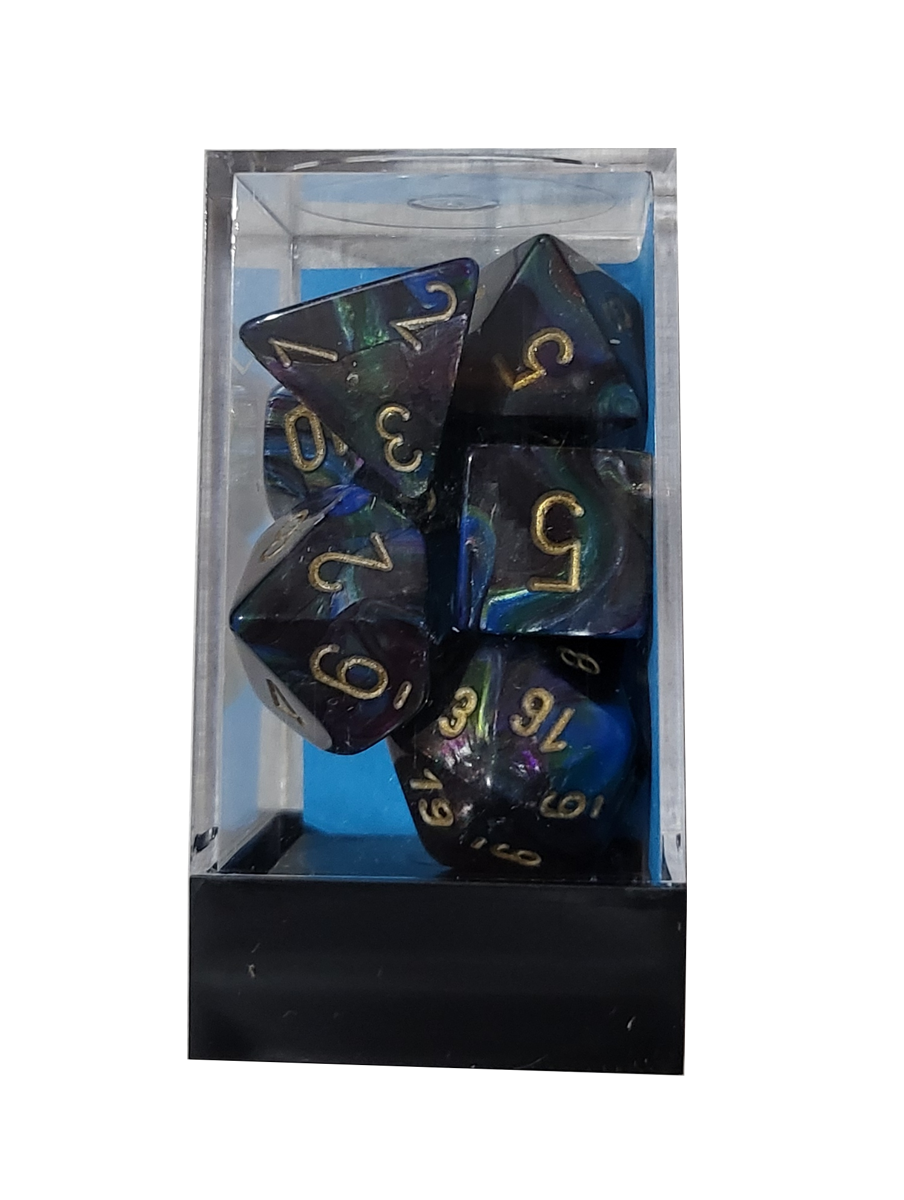 Chessex Lustrous Shadow/Gold 7 Die Set