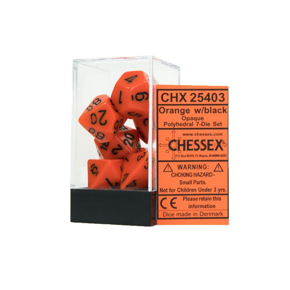 Chessex Opaque Orange/Black 7 Die Set