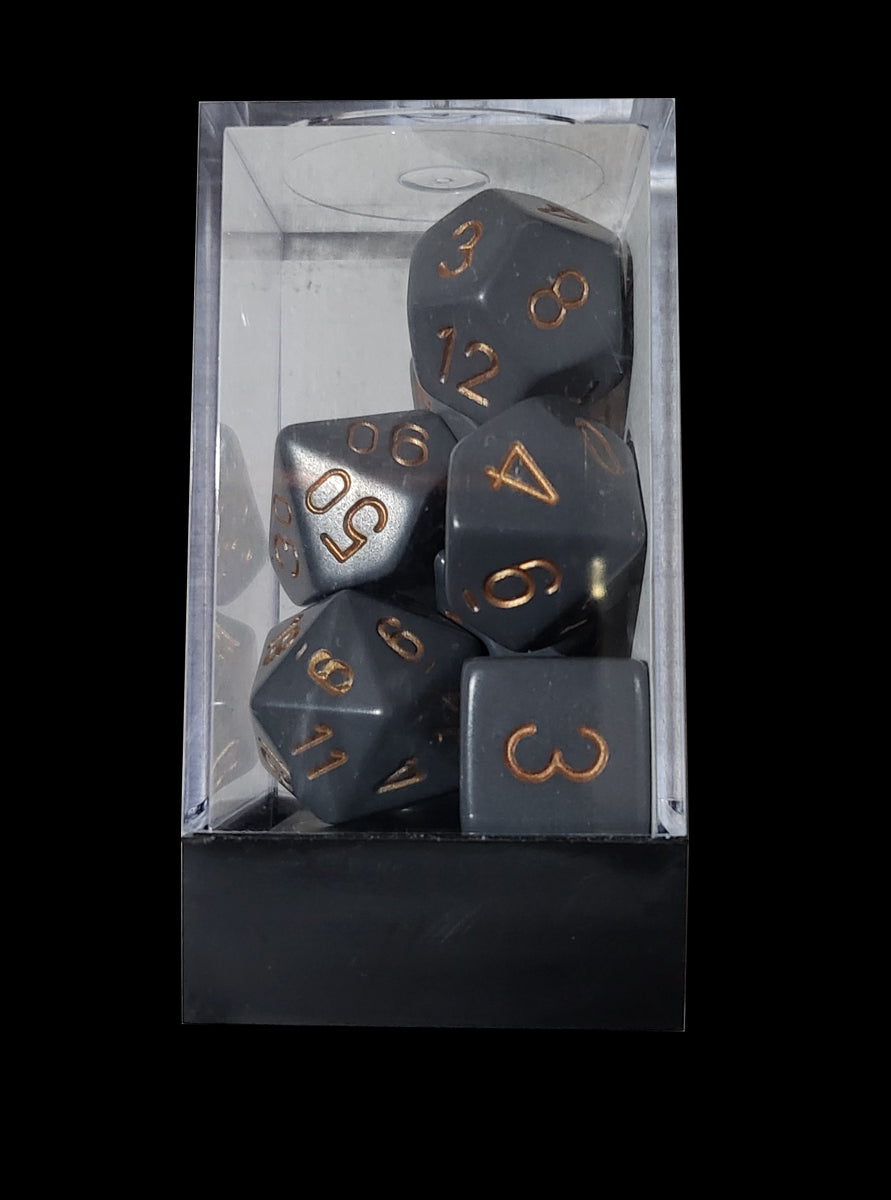 Polyhedral Dice - Opaque Dark Grey/Copper Set of Seven Dice